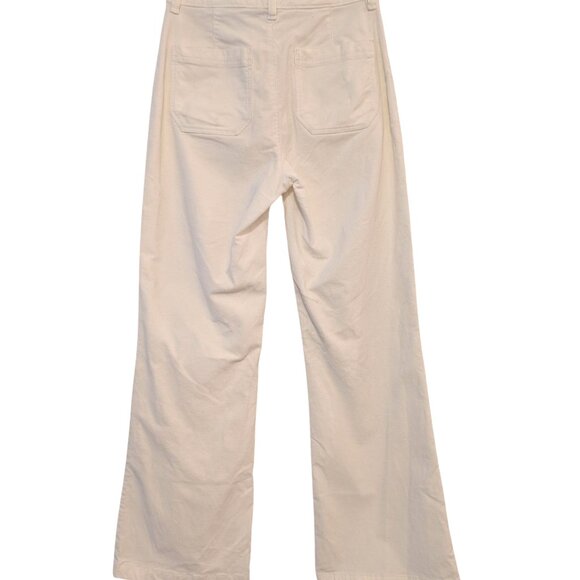 Faherty Womens Size 26 Egret White Corduroy Patch Pockets Wide Leg Pants Flaw - Picture 2 of 12